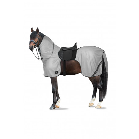 Couverture anti-mouches pour monter à cheval Horze Paso Fino avec couvre-cou amovible et protection UV Gris titane