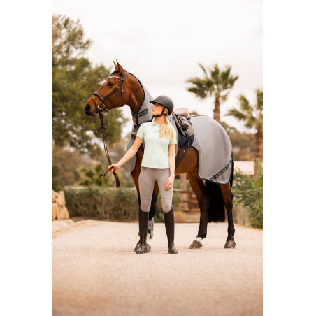 Couverture anti-mouches pour monter à cheval Horze Paso Fino avec couvre-cou amovible et protection UV Gris titane