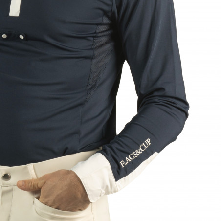 Polo homme Bankso manches longues Flags & Cup Bleu marine