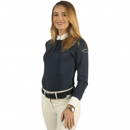 Polo Kavala femme manches longues Flags & Cup Blanc