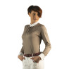 Polo Kavala femme manches longues Flags & Cup - Taupe