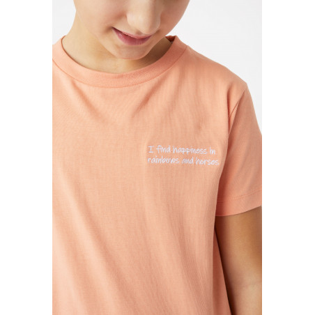 T-shirt Calina avec broderie Horze enfant Rose crevette