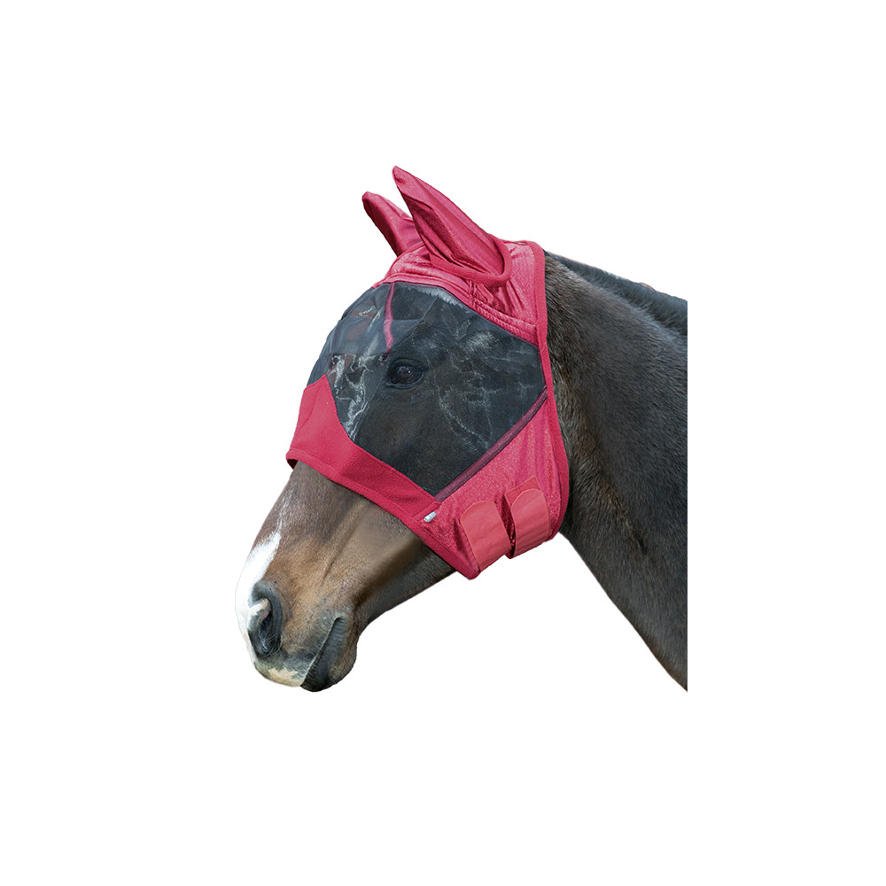 Masque Anti-mouches Pour Cheval Avec Oreilles – Filet UV, Respirant, Confortable, Noir