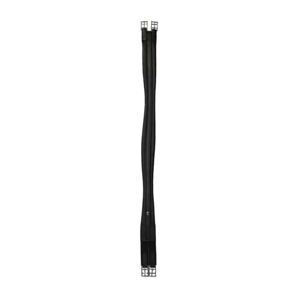 Preto Sangle De Selle Synthétique – Doublure En Fausse Fourrure – Élastique Aux Extrémités – Anneau Central D – Boucles Acier Inoxydable – Tailles 100 à 130 Cm