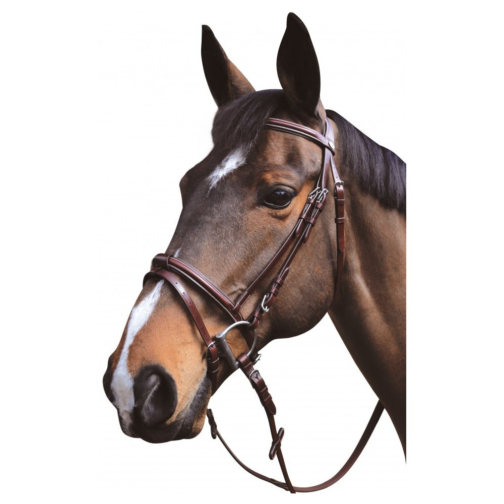 Tête De Filet Western Miles - Forme V - Cuir Chestnut - Pour Équitation