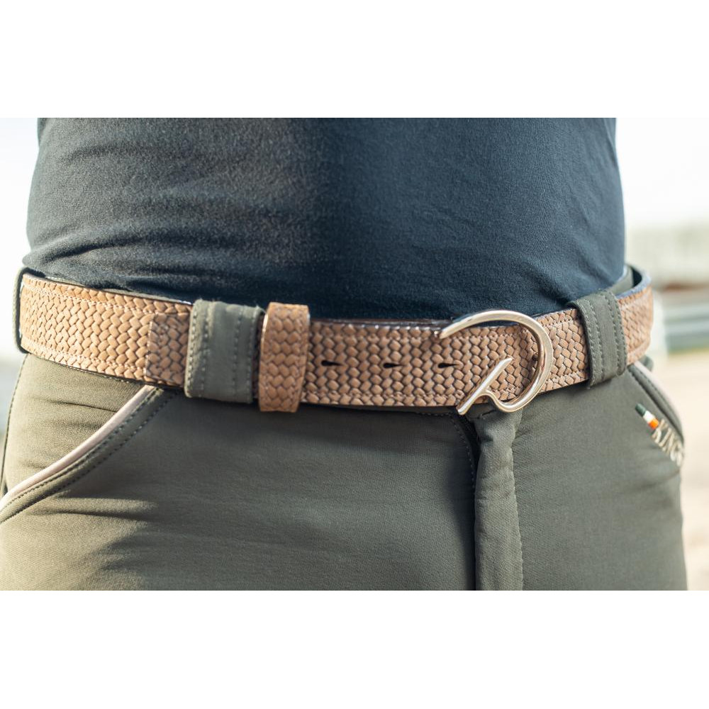 Ceinture Équitation Cuir PS Of Sweden - Couleur Café OS, Boucle Logo Argenté - Occasion