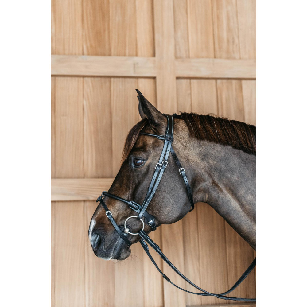 Bride De Cheval Western Tory En Cuir - Taille Cheval - Mors En Fer à Boule Rouleau