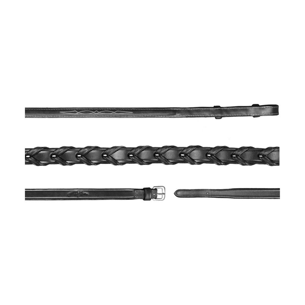Rênes Tressées En Cuir Noir Jeffries Falcon – 5/8 De Large, 54 Pouces – Neuves