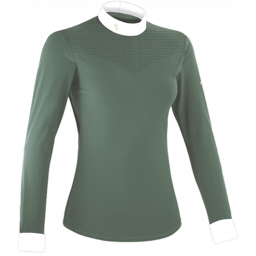 Chemise blanche unie droite à col anglais et à manches longues avec