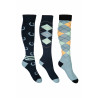 Chaussettes HKM Cardiff par 3 ancien modèle - Bleu marine / sauge