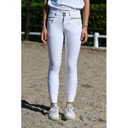 Pantalon d'équitation Junior fille Marie Jump'In Blanc