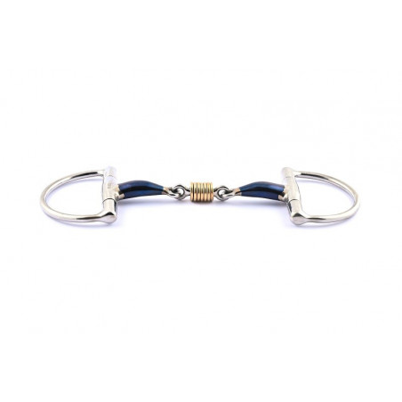 Mors à olives Jump'In blue steel avec double brisure et anneaux en cuivre