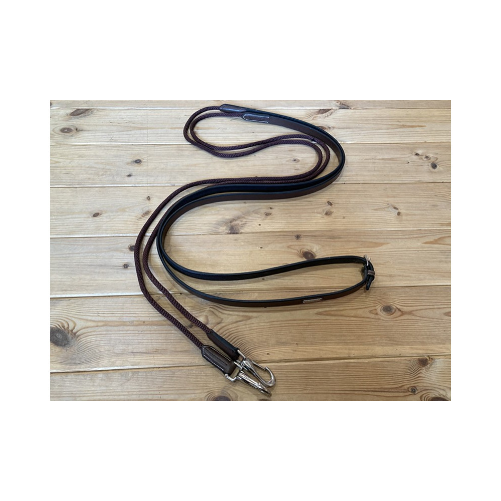 Rênes De Concours Showman - Cordage Et Cuir, Noir Et Blanc, Neuves