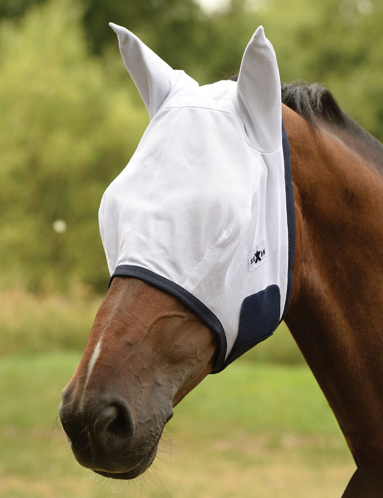 Masque anti-mouches Saxon mesh Blanc / bleu marine Masque anti-mouches Saxon mesh Blanc / bleu marine