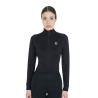 Base layer ajusté manches longues femme en tissu technique Equestro - Blanc / noir