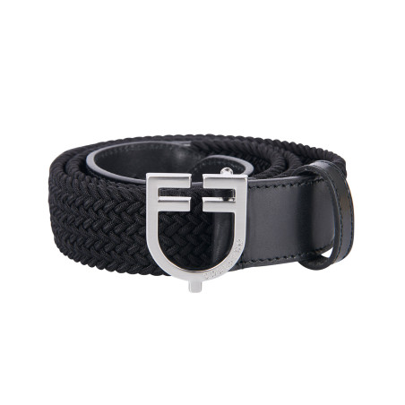 Ceinture élastique en cuir avec boucle logo Equestro