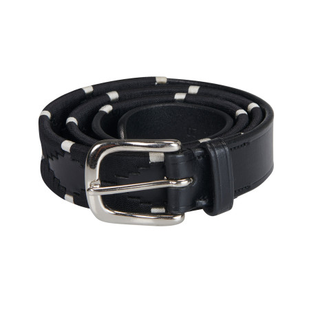 Ceinture en cuir avec broderie noire et blanche Equestro