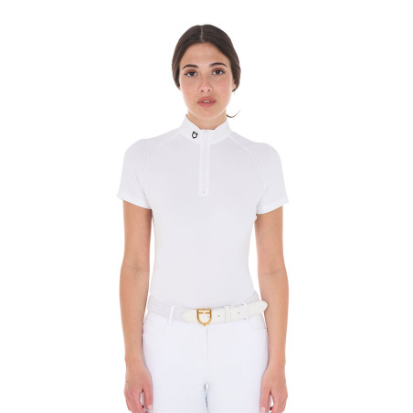 Polo de concours ajusté en stretch avec fermeture éclair et mesh femme Taline Equestro