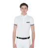 Polo de concours ajusté manches courtes homme avec inserts noirs Garen Equestro - Blanc