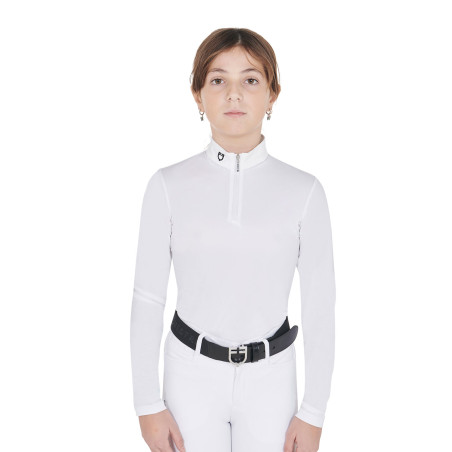 Polo de concours fille anti-UV cintré manches longues avec fermeture éclair Anahid Equestro