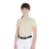 Polo d'entraînement technique enfant en tissu antibactérien Equestro - Blanc / oxford tan