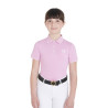 Polo d'entraînement technique enfant en tissu antibactérien Equestro - Fleur du désert / brume du port