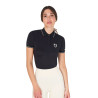 Polo d'entraînement ajusté en tissu respirant femme Equestro - Noir