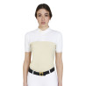 Polo ajusté en tissu technique et mesh manches courtes femme Equestro - Beige