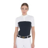 Polo ajusté en tissu technique et mesh manches courtes femme Equestro - Marine