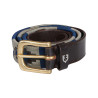 Ceinture en cuir avec motif sud-ouest Equestro - Marron / marine / gris