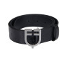 Ceinture en cuir avec logo et boucle logo Equestro - Argent / noir
