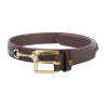 Ceinture anglaise en cuir avec mors eggbutt et strass Equestro - Marron / or