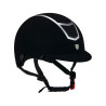 Casque Eclipse en velours uni (3 rembourrages) Equestro - Noir / argent