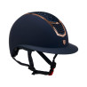Casque Eclipse avec strass et visière large (3 rembourrages) Equestro - Marine / rose gold
