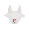 Bonnet anti-mouches en tissu technique avec logo multicolore Equestro - Blanc / blanc / rouge coquelicot