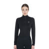 Base layer ajusté manches longues femme en tissu technique Equestro - Antler / noir
