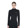 Base layer ajusté manches longues femme en tissu technique Equestro - Noir / jaune