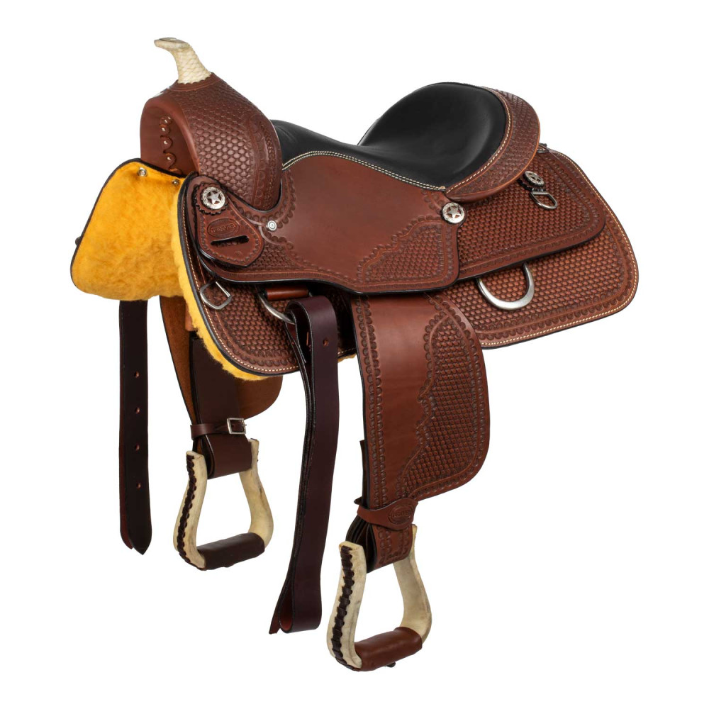 Couverture De Selle Western Double K 36x42cm - Laine, Motifs Noir, Marron, Blanc - Comme Neuve