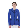 Veste de concours femme en tissu technique stretch Equestro - Bleu sodalite