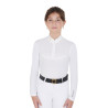 Chemise de concours Fille à Manches Longues Zip et Mesh Equestro - Blanc
