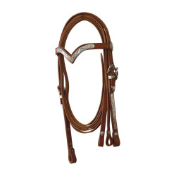 Bridon Western XL – Western Imports – Cuir Bicolore Naturel/marron – Taille Gros Cheval