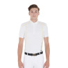 Polo de concours Homme Manches Courtes avec Zip Equestro - Blanc / jaune