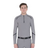 Polo d'entraînement manches longues pour homme coupe ajustée Equestro - Gris givré