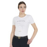 T-shirt femme slim fit saut d'obstacles avec strass Equestro - Blanc