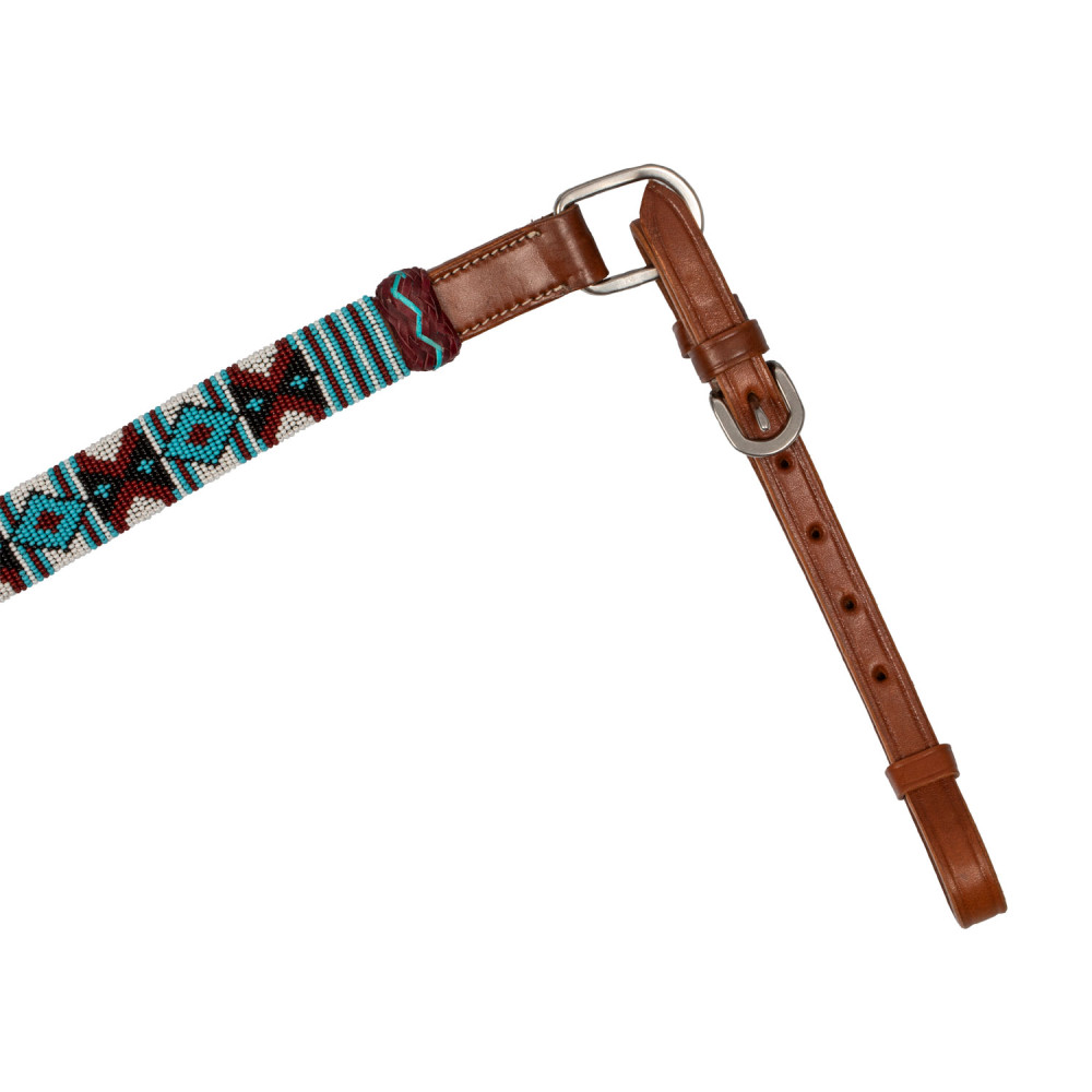 Collier De Poitrine Cheval Western – Cuir épais Teinté Foncé Avec Conchos Bleus