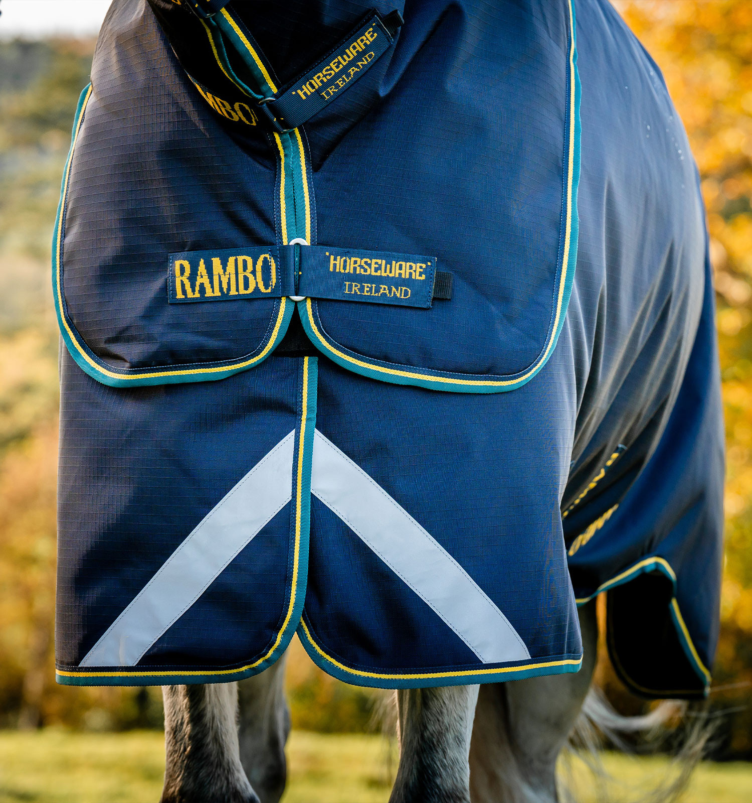 Couverture Horseware Rambo Duo Force 2.0 100 g avec liners 100 et 300 g Bleu marine / bleu sarcelle