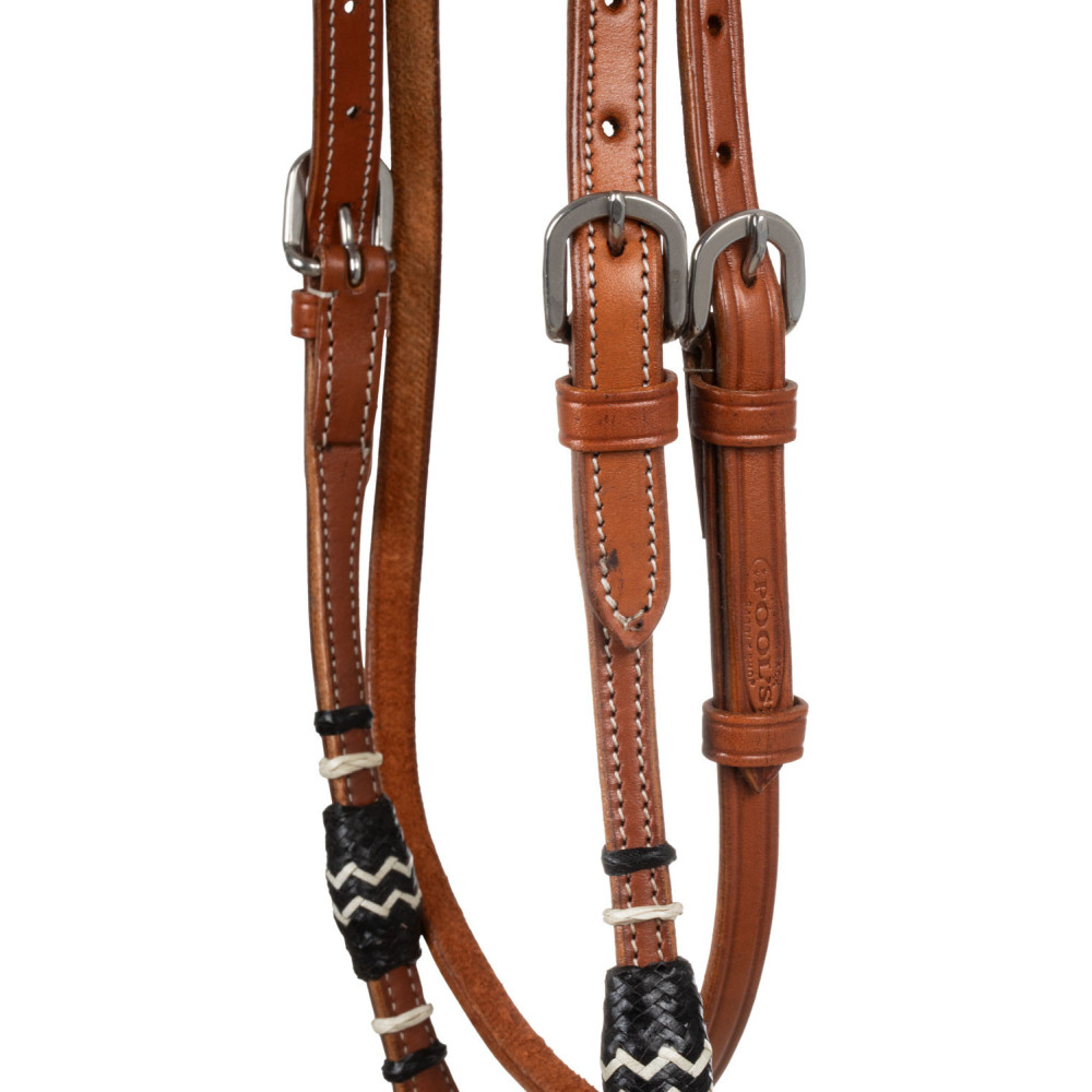 Tête Vintage Bosal En Crin De Cheval Et Cuir - Style Western - Finitions Argent Conchos