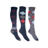 Chaussettes HKM Cardiff par 3 - Bleu foncé / rouge