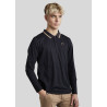 Polo Montar MoDrake homme col contrastée manches longues - Noir