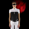 Polo de concours femme Equestro Ridertechnology en tissu perforé - Blanc / noir